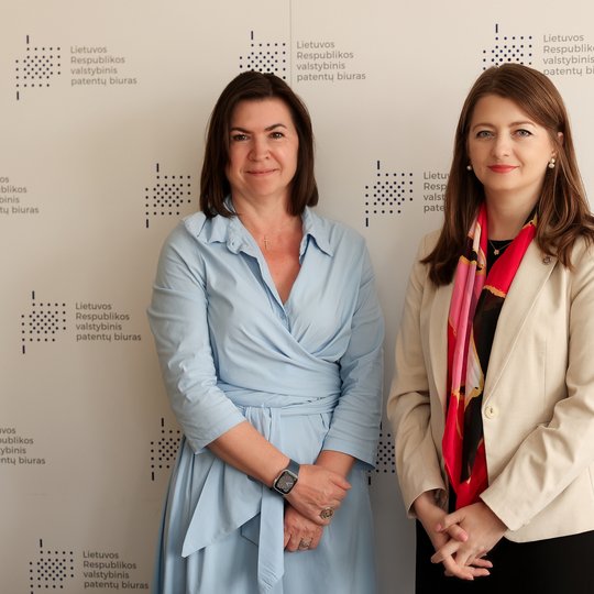 Susitikimo delegacijų vadovės stovi greta.